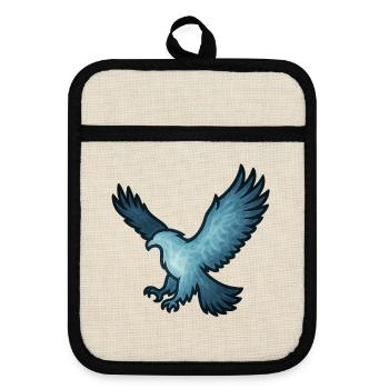 Soul Animal and Guardian Being: Eagle - Pot holders with rubber back - linen/black  - Front