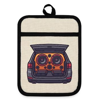 Car HiFi Design - Pot holders with rubber back - linen/black  - Front