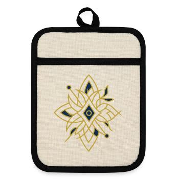 Avi Collection – Elite Geometry Emblem - Pot holders with rubber back - linen/black  - Front