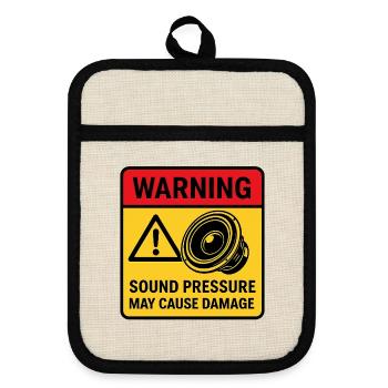 Audio Playback Warning - Pot holders with rubber back - linen/black  - Front