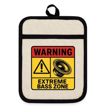 Extreme Bass Zone Warning - Pot holders with rubber back - linen/black  - Front