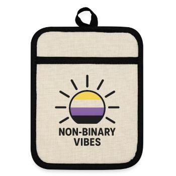 Logo solaire des vibrations non binaires - Maniques avec dos en caoutchouc - lin/noir  - Devant