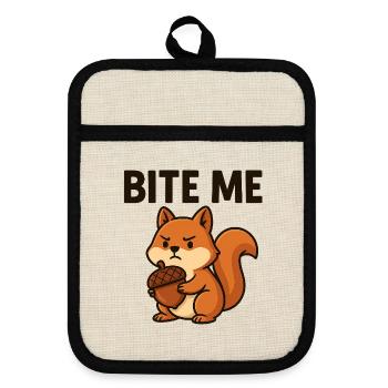 Artsy Squirrel with Bold Message - Topflappen mit Gummirückseite - Leinen/Schwarz  - Vorne