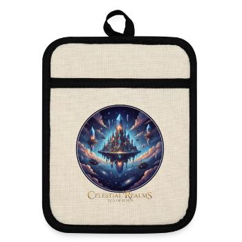 Heavenly castle in space - Pot holders with rubber back - linen/black  - Front
