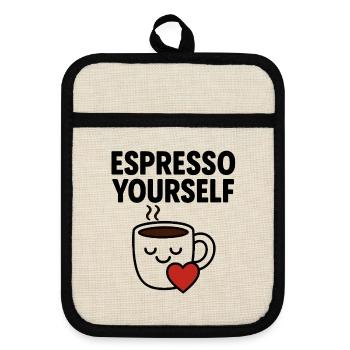 Adorable Coffee Mug with Heart - Pot holders with rubber back - linen/black  - Front