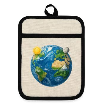 Earth - Earth - Planet Earth Universe - Pot holders with rubber back - linen/black  - Front