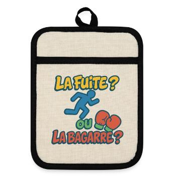 Flucht oder Kampf - Topflappen mit Gummirückseite - Leinen/Schwarz  - Vorne