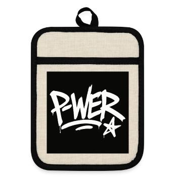 Graffiti Style Power Text Design - Maniques avec dos en caoutchouc - lin/noir  - Devant