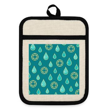 Waterproof jewelry – drop and diamond pattern - Pot holders with rubber back - linen/black  - Front
