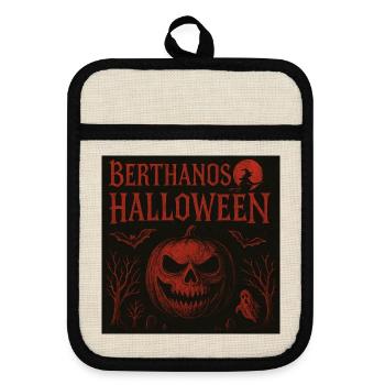 Berthanos Halloween Halloween Citrouille Design - Maniques avec dos en caoutchouc - lin/noir  - Devant