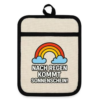 Nach_Regen_kommt_Sonnenschein - Topflappen mit Gummirückseite - Leinen/Schwarz  - Vorne