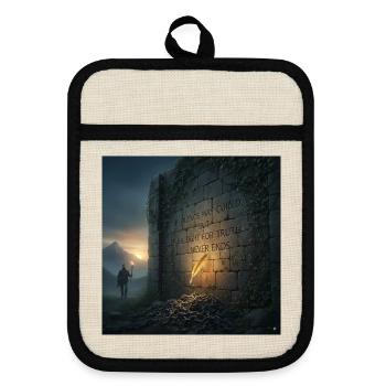 Quote about the struggle for truth - Pot holders with rubber back - linen/black  - Front