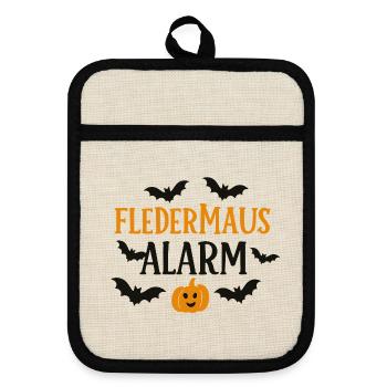 Bat Pumpkin Alarm Design - Pot holders with rubber back - linen/black  - Front