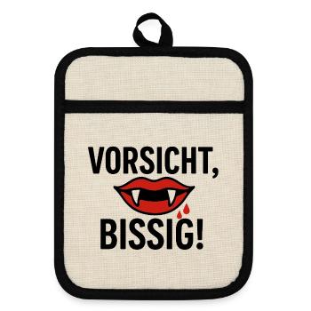 Vampiric Warning Bloody Style - Pot holders with rubber back - linen/black  - Front