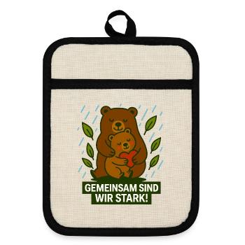 Gemeinsam_sind_wird_Stark - Pot holders with rubber back - linen/black  - Front