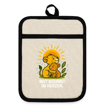 Mut_beginnt_im_Herzen - Pot holders with rubber back - linen/black  - Front