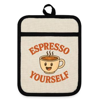 Espresso vous-même - Maniques avec dos en caoutchouc - lin/noir  - Devant