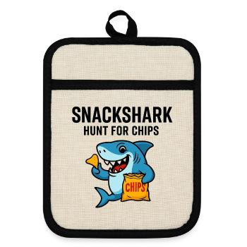 Requin mignon avec des puces - Maniques avec dos en caoutchouc - lin/noir  - Devant