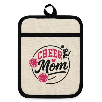 Cheer Mom Illustration - Pot holders with rubber back - linen/black  - Front