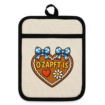 O ZAPFT IS - Pot holders with rubber back - linen/black  - Front