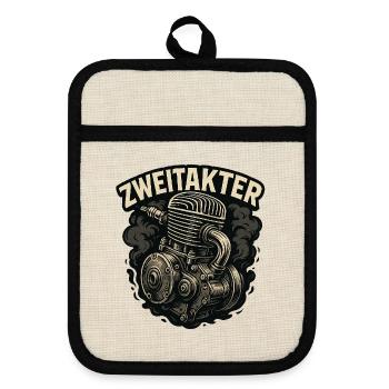 Maschinenmotorrad Illustration - Topflappen mit Gummirückseite - Leinen/Schwarz  - Vorne