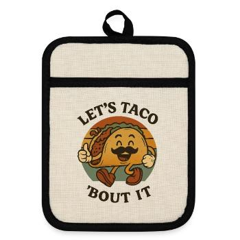 Let’s Taco About It - Topflappen mit Gummirückseite - Leinen/Schwarz  - Vorne