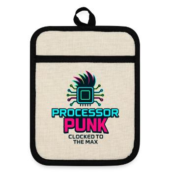 Processor Punk - Pot holders with rubber back - linen/black  - Front