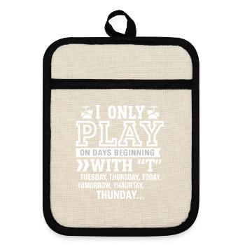 Funny Drummer T-Shirt Days Starting With T Gift - Pot holders with rubber back - linen/black  - Front