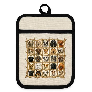 Dogs - Pot holders with rubber back - linen/black  - Front