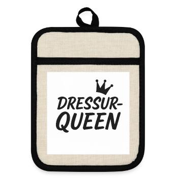 Dressage Queen, Horse Girl - Pot holders with rubber back - linen/black  - Front