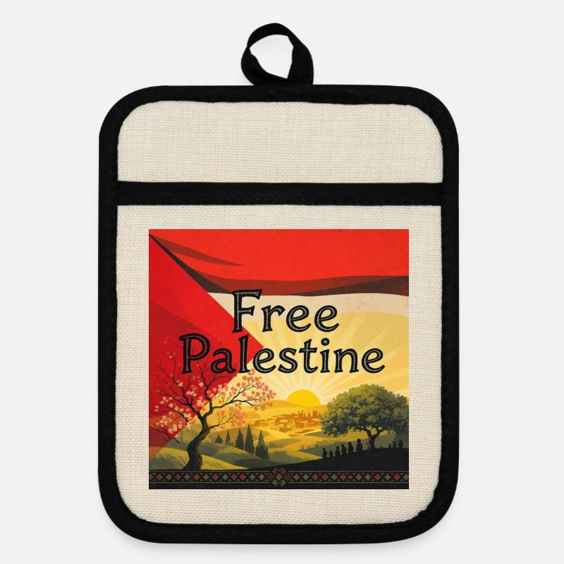 Palestine - Maniques avec dos en caoutchouc - lin/noir