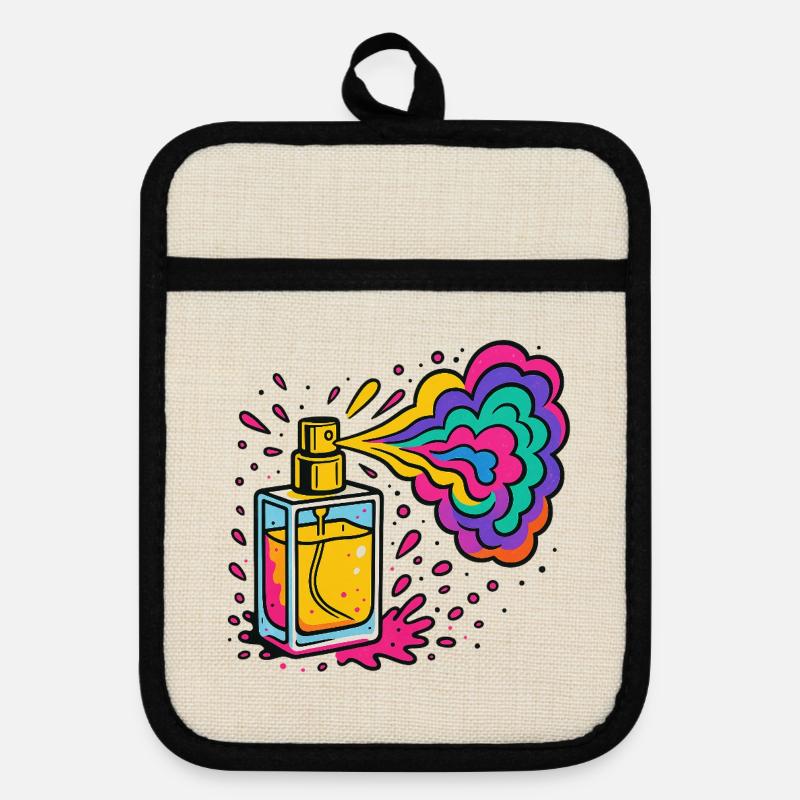 Neon Perfume Color Explosion - Pot holders with rubber back - linen/black 