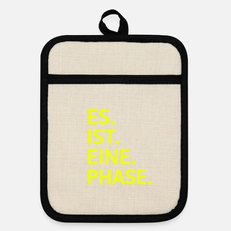 It. Is. One. Phase. Neon yellow - Pot holders with rubber back - linen/black 