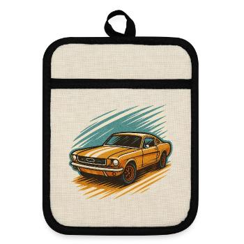 Vintage Muscle Car – Retro Auto Design - Maniques avec dos en caoutchouc - lin/noir  - Devant