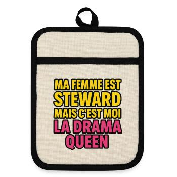 Ma femme est steward - Maniques avec dos en caoutchouc - lin/noir  - Devant