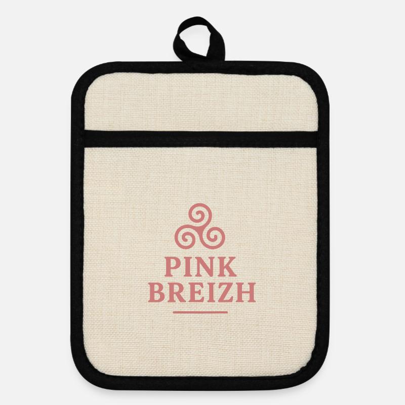 Brittany Rose Triskel - Pot holders with rubber back - linen/black 