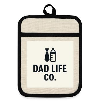 Dad Life Co Büro Flaschen - Topflappen mit Gummirückseite - Leinen/Schwarz  - Vorne