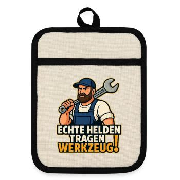 Real Hero Carrying Tool - Pot holders with rubber back - linen/black  - Front