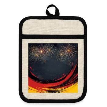 Unity Day Celebration - Pot holders with rubber back - linen/black  - Front