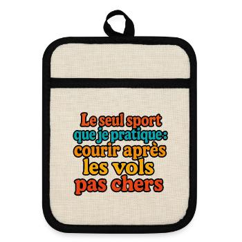 The only sport I practice: chasing the - Pot holders with rubber back - linen/black  - Front