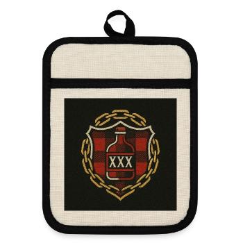 Der Schild von GessælL - Topflappen mit Gummirückseite - Leinen/Schwarz  - Vorne