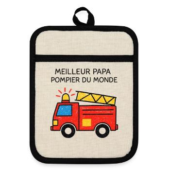 Best Firefighter Dad in the World - Pot holders with rubber back - linen/black  - Front