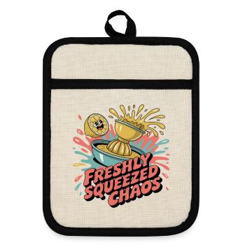 Y2K Pop Humor – Lemon - Pot holders with rubber back - linen/black  - Front