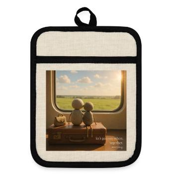 Railside Companions Travel Set - Pot holders with rubber back - linen/black  - Front