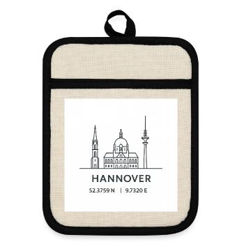 Hanover Line Art Silhouette Landmark - Pot holders with rubber back - linen/black  - Front