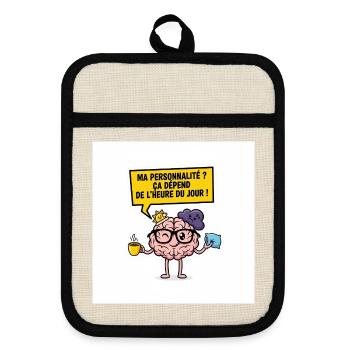 Personality according to the time of day - Pot holders with rubber back - linen/black  - Front
