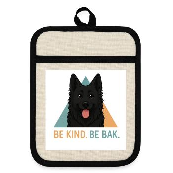 Be Kind Be Bak Hundedesign - Topflappen mit Gummirückseite - Leinen/Schwarz  - Vorne