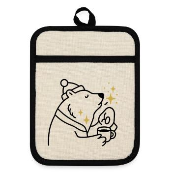Star Glitter Bear Coffee Magic - Pot holders with rubber back - linen/black  - Front