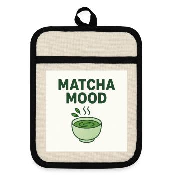 Matcha Mood - Pot holders with rubber back - linen/black  - Front