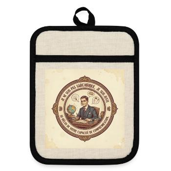 Vintage Büro Sarkasmus - Topflappen mit Gummirückseite - Leinen/Schwarz  - Vorne